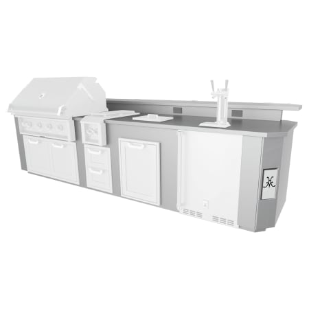 Hestan 146 Inch Wide Outdoor Living Suite with Stainless Steel Countertop Beverage Dispenser Cutout and Bar Stainless Steel