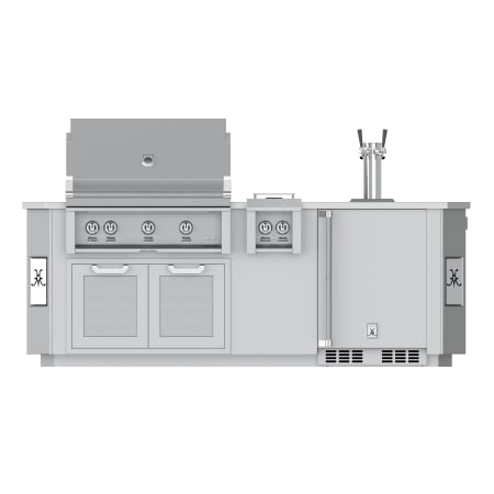 Hestan 98 Inch Wide Outdoor Living Suite with Stainless Steel Countertop and Bar Stainless Steel