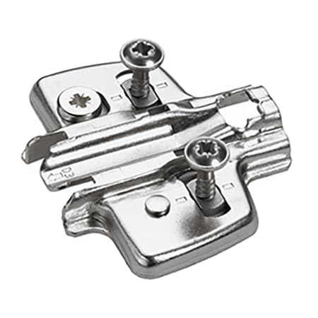 Hettich Sensys 5mm Pre-mounted Wood Screw with Cam Adjustable Wing Baseplate for Cabinet Hinges Zinc