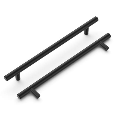 Hickory Hardware Bar Pulls 7-9/16" Center to Center Smooth Round Bar Cabinet Handle / Drawer Bar Pull Matte Black
