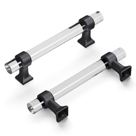 Hickory Hardware Crystal Palace 3-3/4" Center to Center Acrylic Clear Cabinet Bar Handle / Drawer Bar Pull Crysacrylic / Matte Black