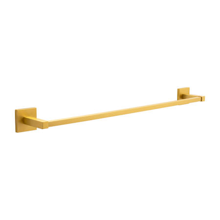 Hickory Hardware Skylight 26-3/16" Wide Modern Square Single Bathroom Towel Bar Brushed Golden Brass