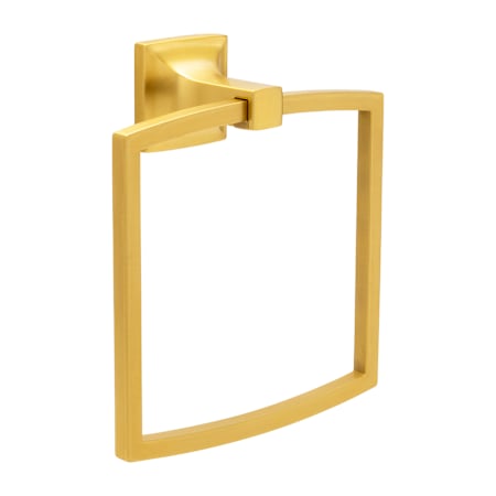 Hickory Hardware Studio 6-1/2" Wide Contemporary Soft Square Elegant Wall Mounted Bathroom Kitchen Towel Holder Ring Brushed Golden Brass