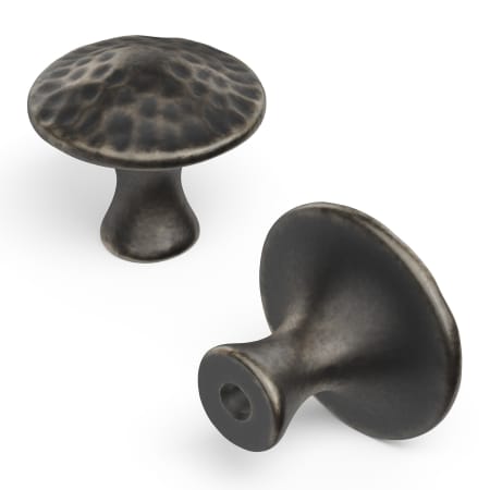 Hickory Hardware Craftsman 1-1/4" Mushroom Hammered Texture Rustic Lodge Cabinet Knob / Drawer Knob Windover Antique