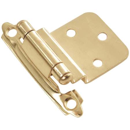 Hickory Hardware 3/8 Inch Inset Traditional Cabinet Door Hinge with 170 Degree Opening Angle and Self Close Function - Pack of 12 Polished Brass
