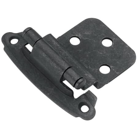 Hickory Hardware 3/8 Inch Inset Traditional Cabinet Door Hinge with 106 Degree Opening Angle - Pack of 50 Black Iron