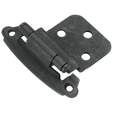 Hickory Hardware 3/8 Inch Inset Traditional Cabinet Door Hinge with 170 Degree Opening Angle and Self Close Function - Pair Black Iron