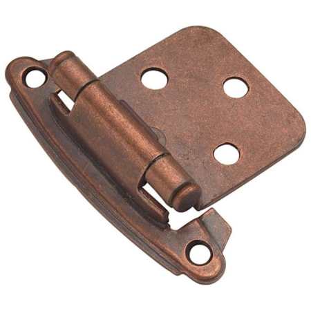 Hickory Hardware Variable Overlay Traditional Cabinet Door Hinge with 170 Degree Opening Angle and Self Close Function - Pack of 10 Antique Copper