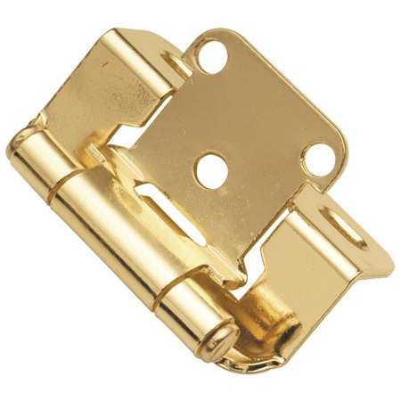 Hickory Hardware 1/2 Inch Overlay Wrap Cabinet Door Hinge with 170 Degree Opening Angle and Self Close Function - Pack of 10 Polished Brass