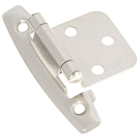 Hickory Hardware Variable Overlay Traditional Cabinet Door Hinge with 170 Degree Opening Angle and Self Close Function - Pair Satin Nickel