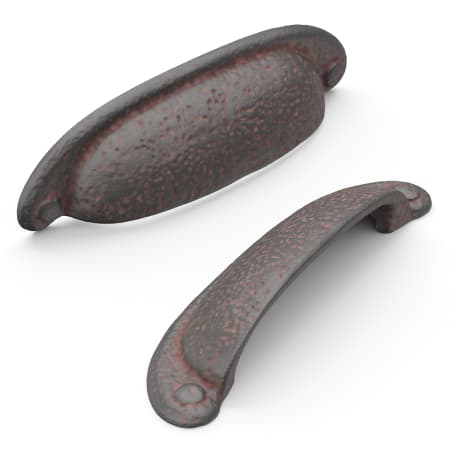 Hickory Hardware Refined Rustic Pack of (10) - 3" Center to Center Vintage Rustic Cottage Cabinet Cup Handles / Drawer Cup Pulls Rustic Iron