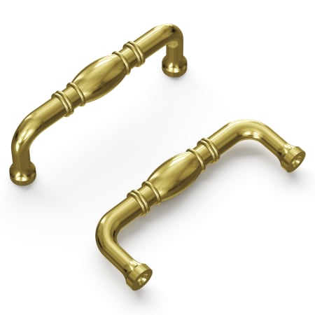 Hickory Hardware Williamsburg 3" Center to Center Traditional Rustic Farmhouse Cabinet Handle / Drawer Pull Polished Brass