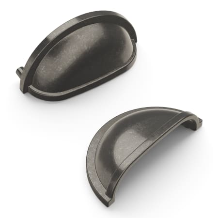 Hickory Hardware Williamsburg 3" Center to Center Traditional Rustic Farmhouse Cabinet Cup Handle / Drawer Cup Pull Black Nickel Vibed