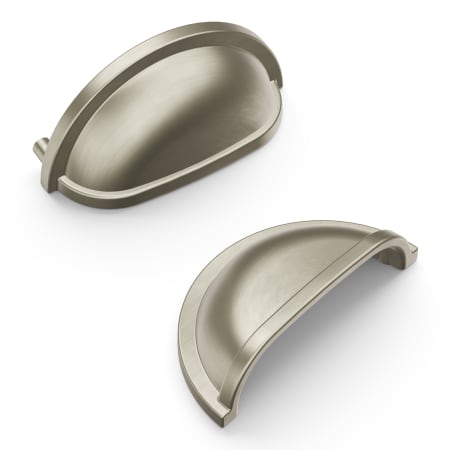 Hickory Hardware Williamsburg Pack of (10) - 3" Center to Center Classic Vintage Farmhouse Cabinet Cup Handles / Drawer Cup Pulls Stainless Steel