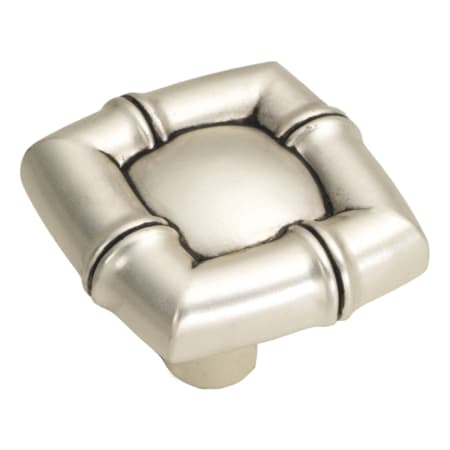 Hickory Hardware Bamboo 1-1/4" Asian Zen Boho Square Cabinet Knob / Drawer Knob Satin Antique Silver