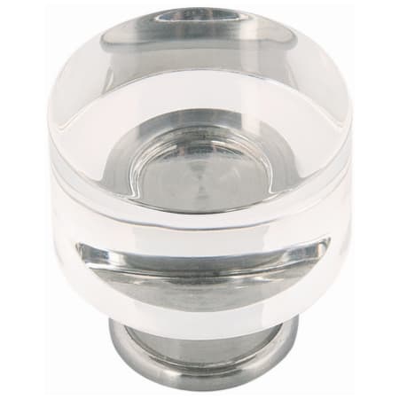 Hickory Hardware Midway Pack of (10) 1-1/4" Chic Acrylic Clear Round Button Cabinet Knobs / Drawer Knobs Crysacrylic / Satin Nickel
