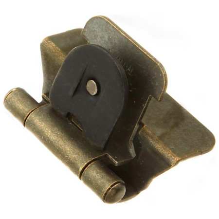 Hickory Hardware 1-1/4 Inch Overlay Wrap Cabinet Door Hinge with 170 Degree Opening Angle and Self Close Function - Pack of 20 Antique Brass