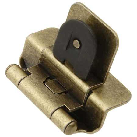 Hickory Hardware 3/8 Inch Inset Wrap Cabinet Door Hinge with 170 Degree Opening Angle and Self Close Function - Pack of 20 Antique Brass