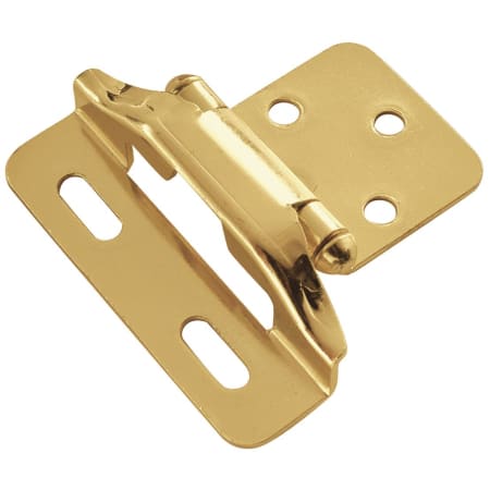 Hickory Hardware Pack of 25 Pairs - 1/4 Inch Overlay Traditional Cabinet Door Hinge with 170 Degree Opening Angle and Self Close Function Polished Brass