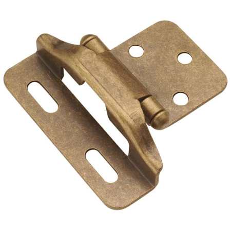 Hickory Hardware Full Overlay Traditional Cabinet Door Hinge with 170 Degree Opening Angle and Self Close Function - Pack of 10 Antique Brass