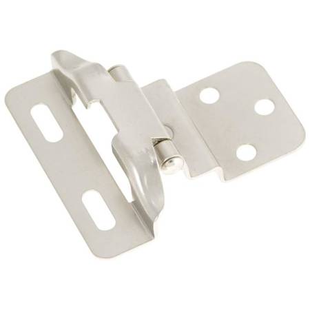 Hickory Hardware 3/8 Inch Inset Traditional Cabinet Door Hinge with 170 Degree Opening Angle and Self Close Function - Pack of 10 Satin Nickel
