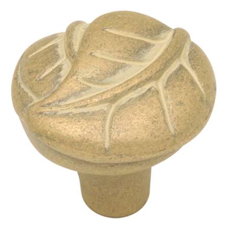 Hickory Hardware Touch of Spring 1-1/4" Botanical Leaf Mushroom Cabinet Knob Blonde Antique