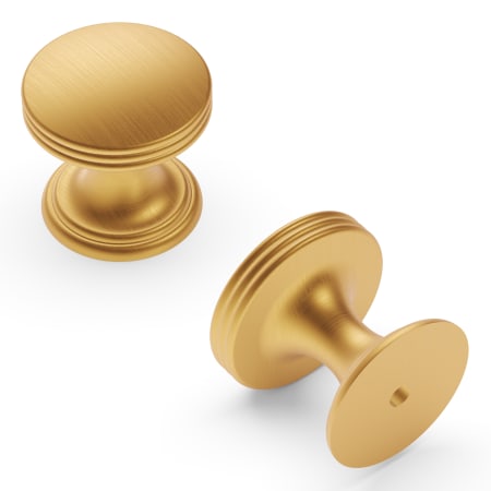 Hickory Hardware American Diner Pack of (10) 1 Inch Mushroom Cabinet Knob Brushed Golden Brass