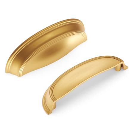 Hickory Hardware American Diner 3 and 3-3/4" Dual Center to Center Classic Vintage Cabinet Cup Pull / Drawer Cup Pull Brushed Golden Brass