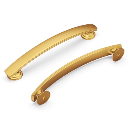 Hickory Hardware American Diner Pack of (10) 5-1/16" Center to Center Arched Bar Retro Vintage Cabinet Handles / Drawer Pulls Brushed Golden Brass