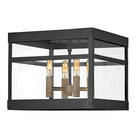 Hinkley Lighting Porter 4 Light 12" Wide Lisa McDennon Open Air Flush Mount Ceiling Fixture Black / Burnished Bronze