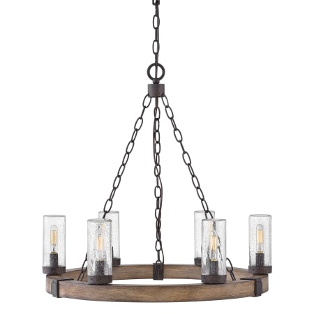 Hinkley Lighting Sawyer 6 Light 24" Wide Open Air Outdoor Chandelier with LED Bulbs Included Sequoia / Iron Rust