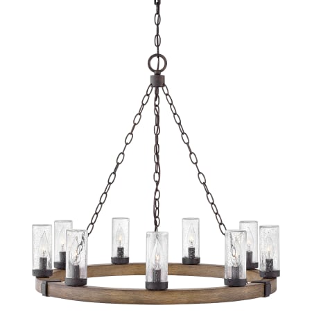 Hinkley Lighting Sawyer 9 Light 30" Wide Open Air Outdoor Chandelier with LED Bulbs Included Sequoia / Iron Rust