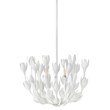 Hinkley Lighting Flora 3 Light 20" Wide Lisa McDennon Convertible Pendant / Semi-flush Ceiling Light with Handmade Blooms Textured Plaster