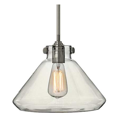 Hinkley Lighting 1 Light 9.75" Height Indoor Full Sized Pendant with Clear Cone Shade from the Congress Collection Antique Nickel