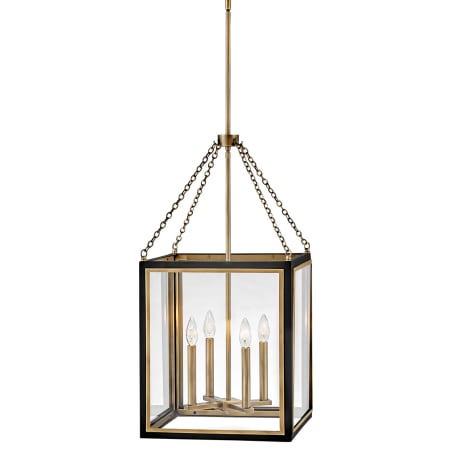 Hinkley Lighting Shaw 4 Light 16" Wide Taper Candle Pendant Black / Heritage Brass