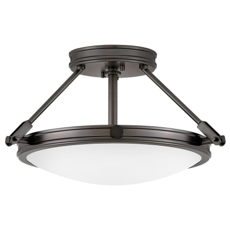 Hinkley Lighting Collier 3 Light 16-1/2" Wide Semi-Flush Bowl Ceiling Fixture with Etched Opal Glass Shade Black Oxide