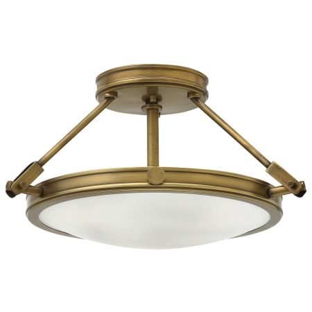 Hinkley Lighting Collier 3 Light 16-1/2" Wide Semi-Flush Bowl Ceiling Fixture with Etched Opal Glass Shade Heritage Brass