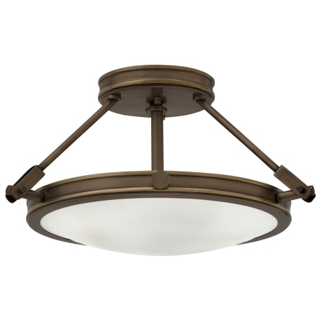 Hinkley Lighting Collier 3 Light 16-1/2" Wide Semi-Flush Bowl Ceiling Fixture with Etched Opal Glass Shade Light Oiled Bronze
