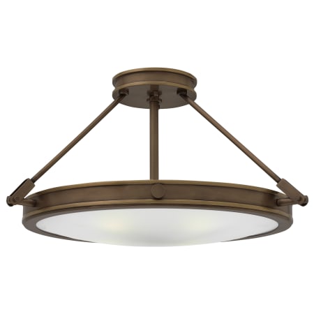 Hinkley Lighting Collier 4 Light 22" Wide Semi-Flush Bowl Ceiling Fixture with Etched Opal Glass Shade Light Oiled Bronze