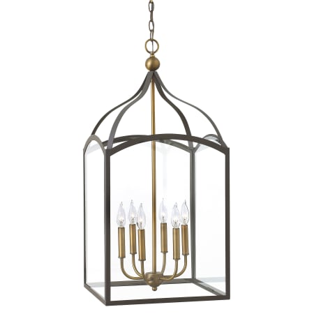 Hinkley Lighting Clarendon 6 Light 16" Wide Full Sized Lantern Pendant with Clear Glass Panels Bronze