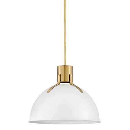 Hinkley Lighting Argo 1 Light 20" Wide Pendant with LED Bulb Included Polished White / Lacquered Brass