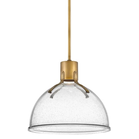 Hinkley Lighting Argo 14" Wide LED Pendant with Clear Seedy Glass Heritage Brass