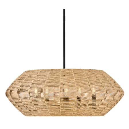 Hinkley Lighting Luca 5 Light 28" Wide Lisa McDennon Pendant / Semi-Flush Ceiling Fixture with Woven Shade Black / Camel