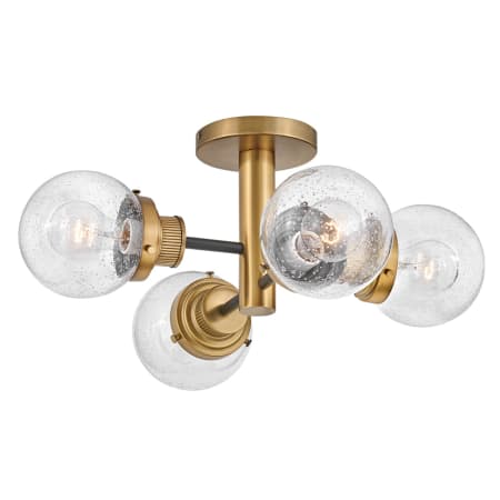 Hinkley Lighting Poppy 4 Light 20" Wide Semi-Flush Globe Ceiling Fixture Black / Heritage Brass