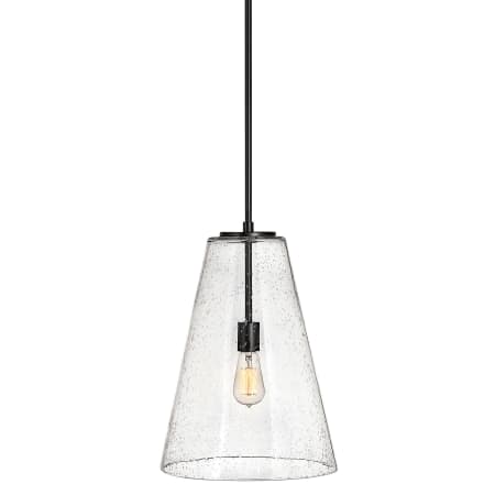 Hinkley Lighting Vance 1 Light 13" Wide Pendant with Seedy Glass Shade Satin Black