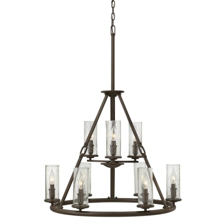 Hinkley Lighting Dakota 9 Light 2 Tier Chandelier with Seedy Glass Shades Oil Rubbed Bronze