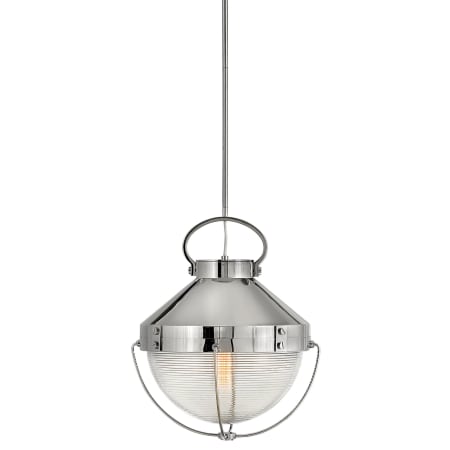 Hinkley Lighting Crew 1 Light 16" Wide Pendant with Holophane Glass Polished Nickel