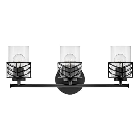Hinkley Lighting Della 3 Light 24" Wide Bathroom Vanity Light with Clear Glass Shades Black