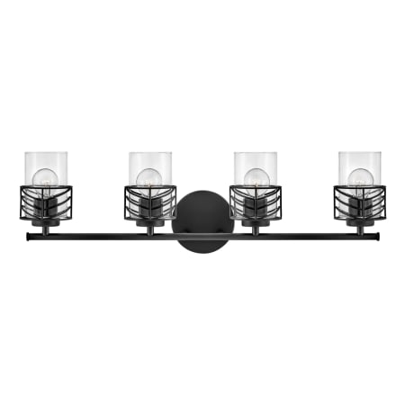 Hinkley Lighting Della 4 Light 34" Wide Bathroom Vanity Light with Clear Glass Shades Black