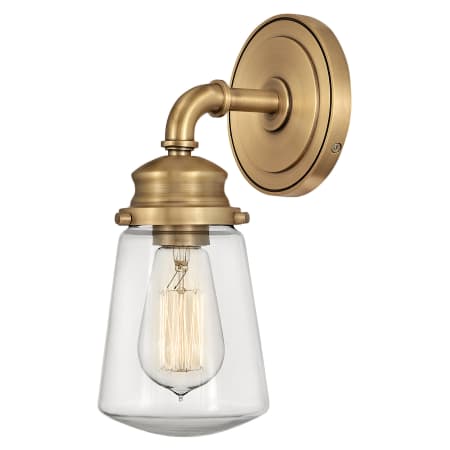 Hinkley Lighting Fritz 1 Light 12" Tall Bathroom Sconce with Clear Glass Shade Heritage Brass
